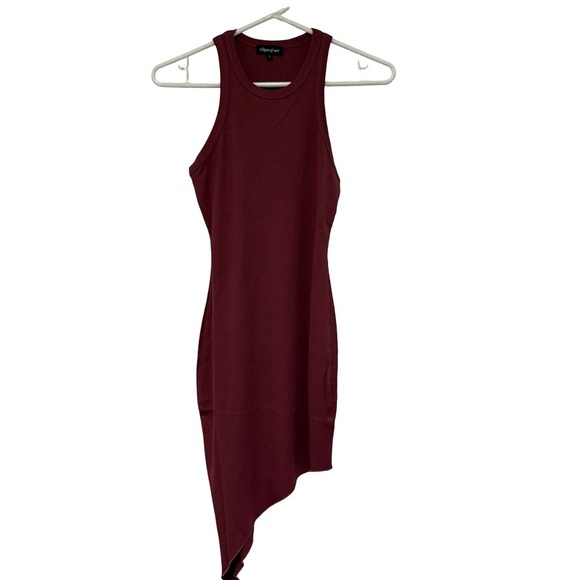 Ribbed Asymmetrical Tank Midi Dress Red Small - Picture 6 of 6